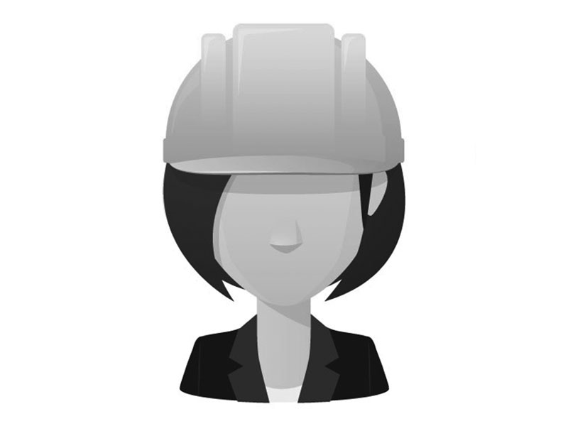 Default female avatar profile pic. Woman in a suit with hard hat.