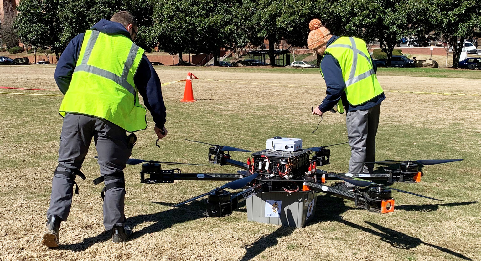 Students showcase custom built drone.