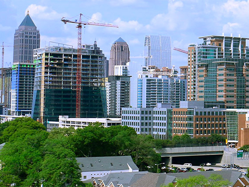 A crane in the Atlanta skyline.
