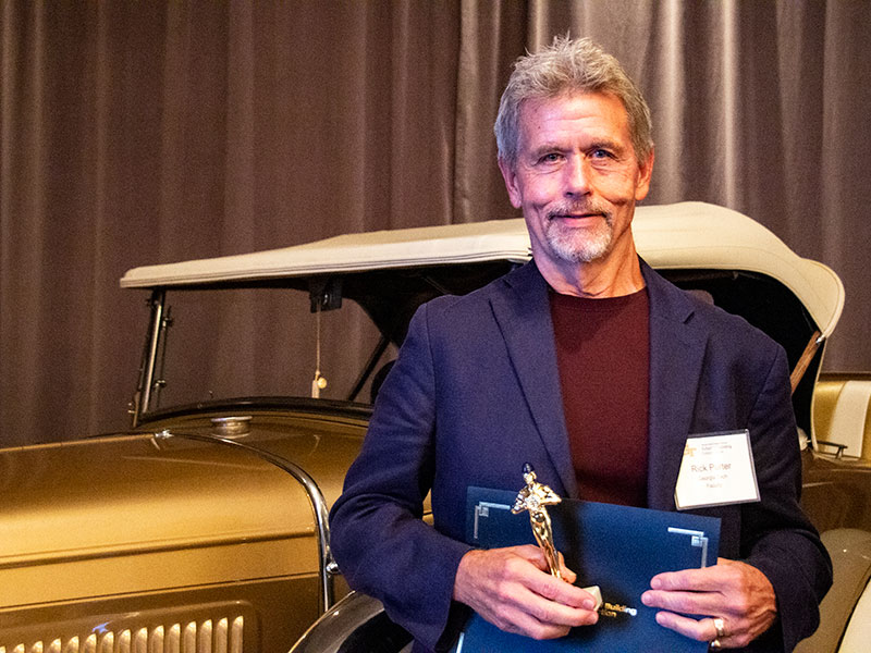Rick Porter poses with his Georgie Award