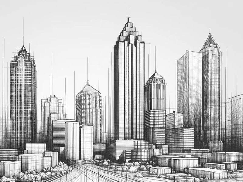 Sketch of the Atlanta skyline.