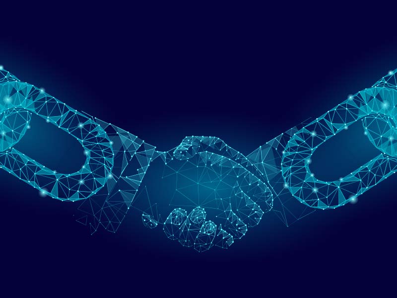 A handshake made of data.